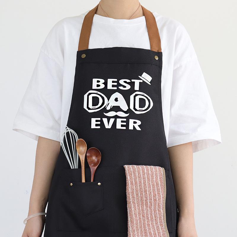 

Contrast Color Neck Apron Kitchen Home Barbecue Catering Restaurant Apron Waist Letter Print Apron 75*65
