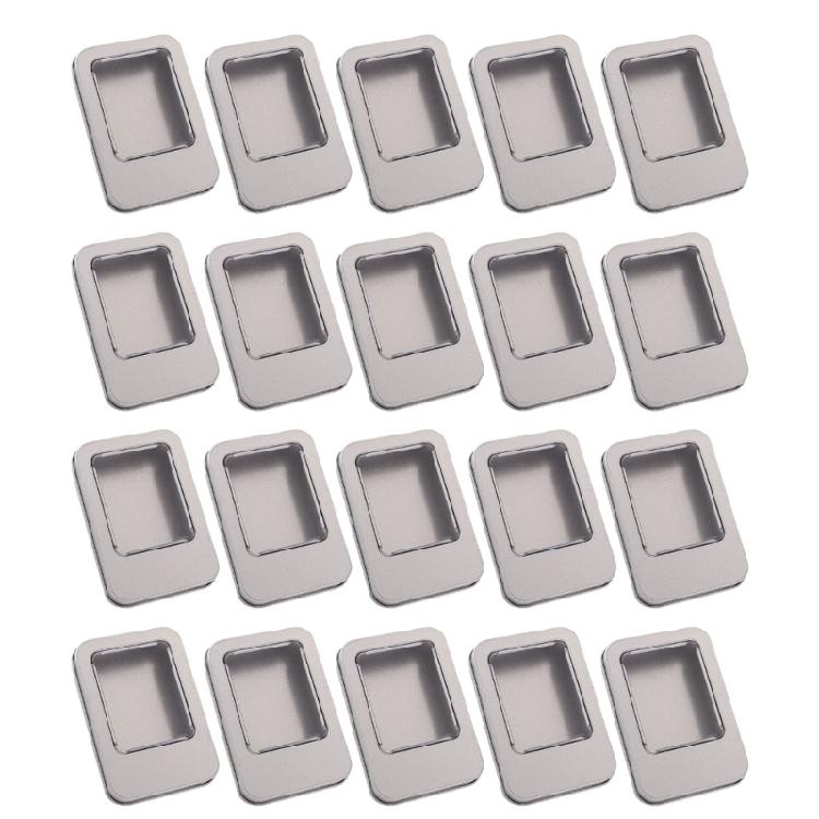20pcs Jewelry Organizers With Clear Lid Recyclable Tinplate Clear Top Case Portable Rectangular Storage Box