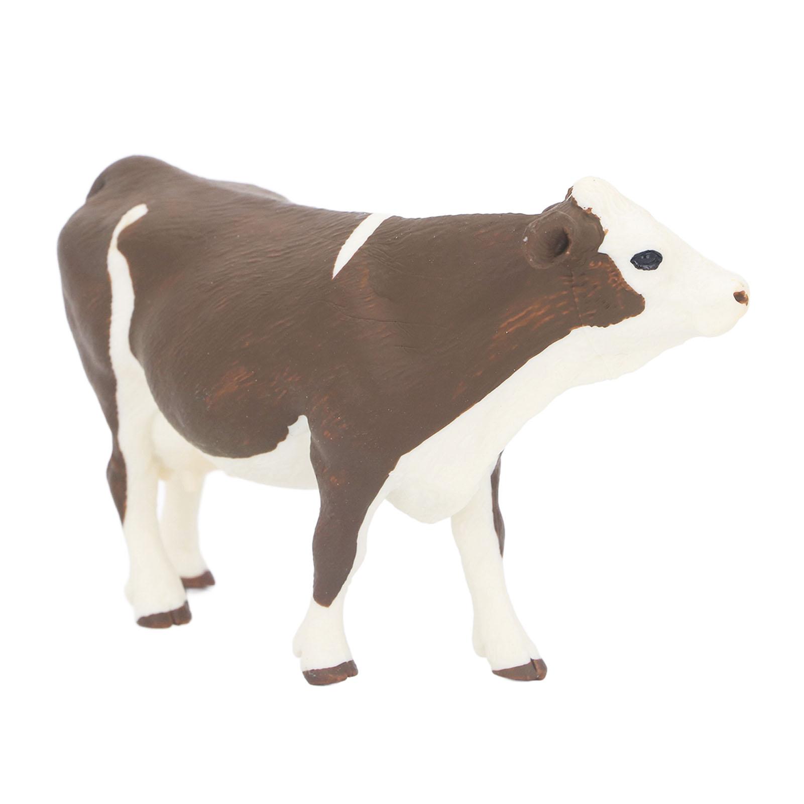 

Фигурка коровы Яркие цвета Реалистичные детали Мягкий пластик Безопасный Прочный Игрушка корова симментальской породы для украшения стола, полки