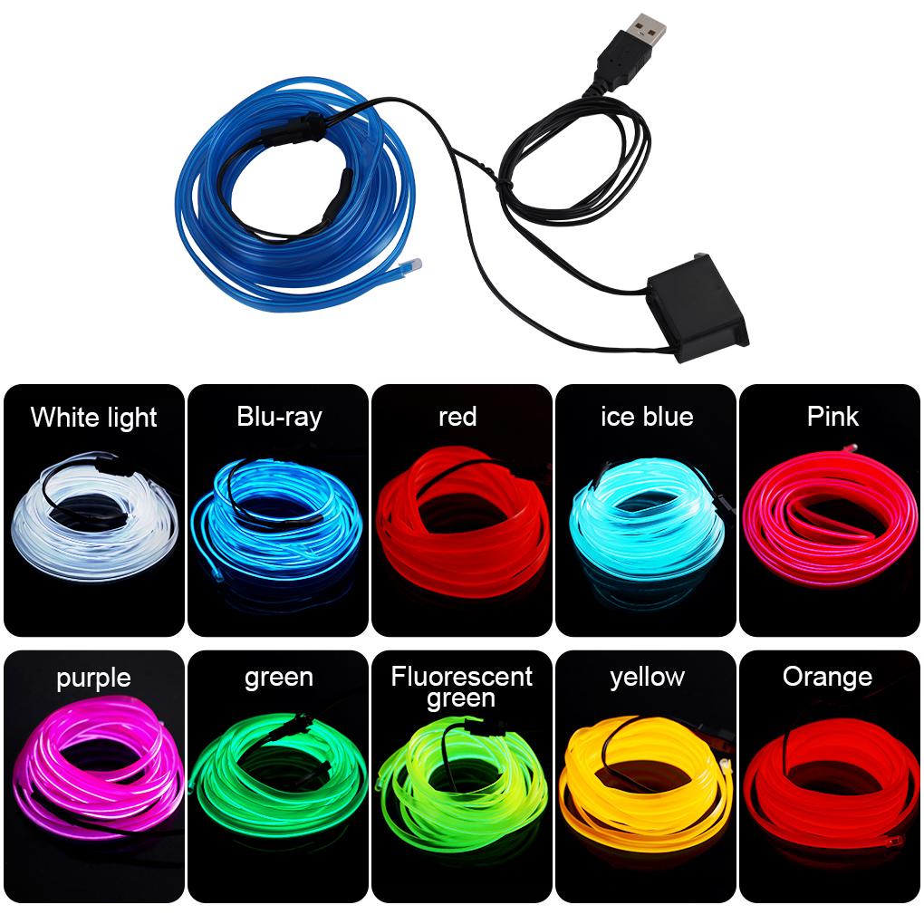 Light Strip LED Lamp Light Glow Flat Edge EL Wire String Strip Rope Tube