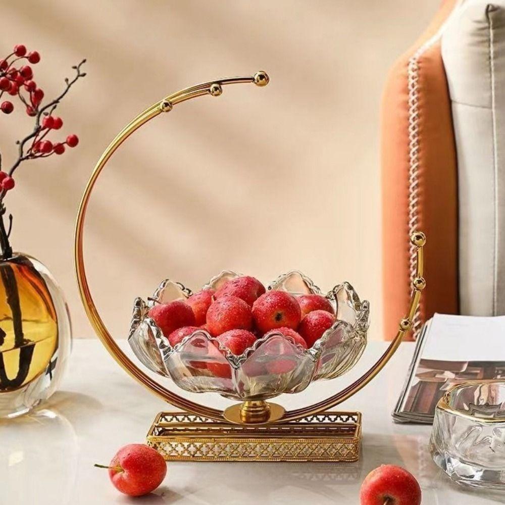 Large Capacity Flower Basket Shape Fruit Plates Glass Dried Fruit Plate  Centerpiece Decoration