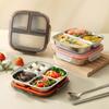 Leak Proof Food Container 3/ 4 Grids Student Meal Plate Stainless Steel  Lunch Box  Picnic