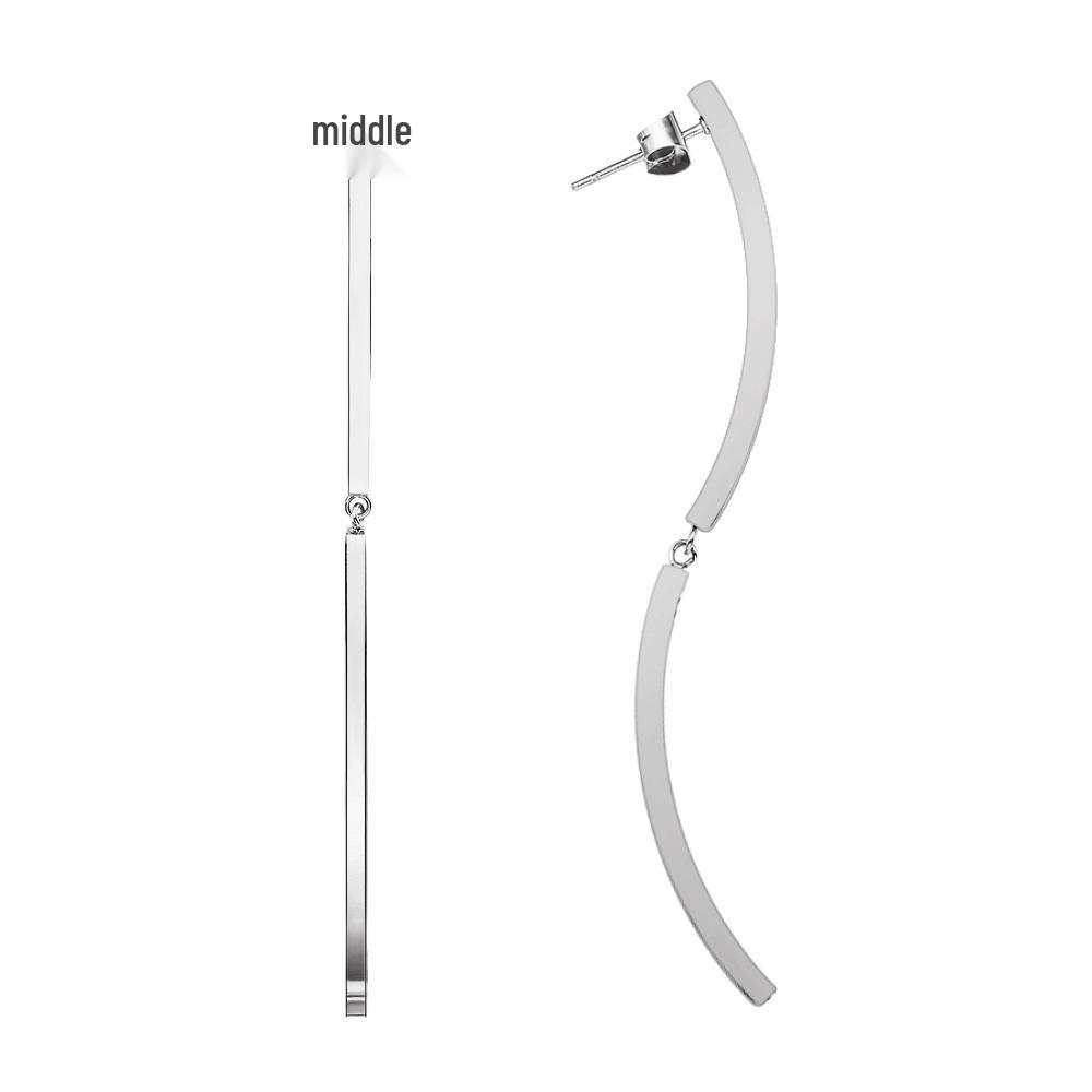 Korean Curved Wave Titanium Steel Earrings - Trendy Fashion Brand
