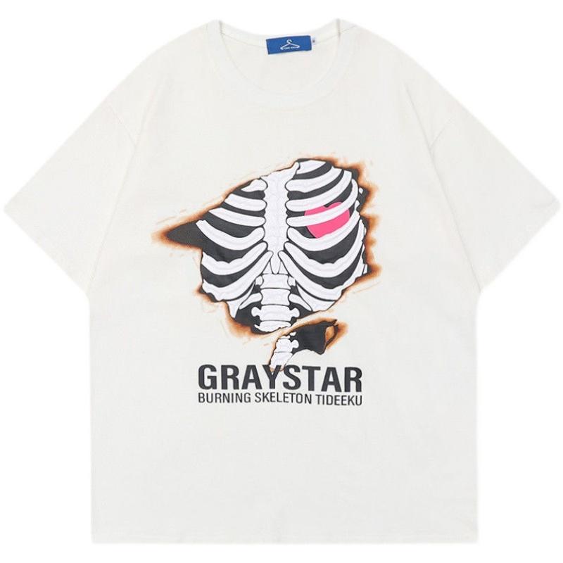 

2025 New Koreanstyle Trendy Skull Print Super Cool The Street 100 Cotton Adults Men Cool Versatile Daily Use Soft Breathable 4XL