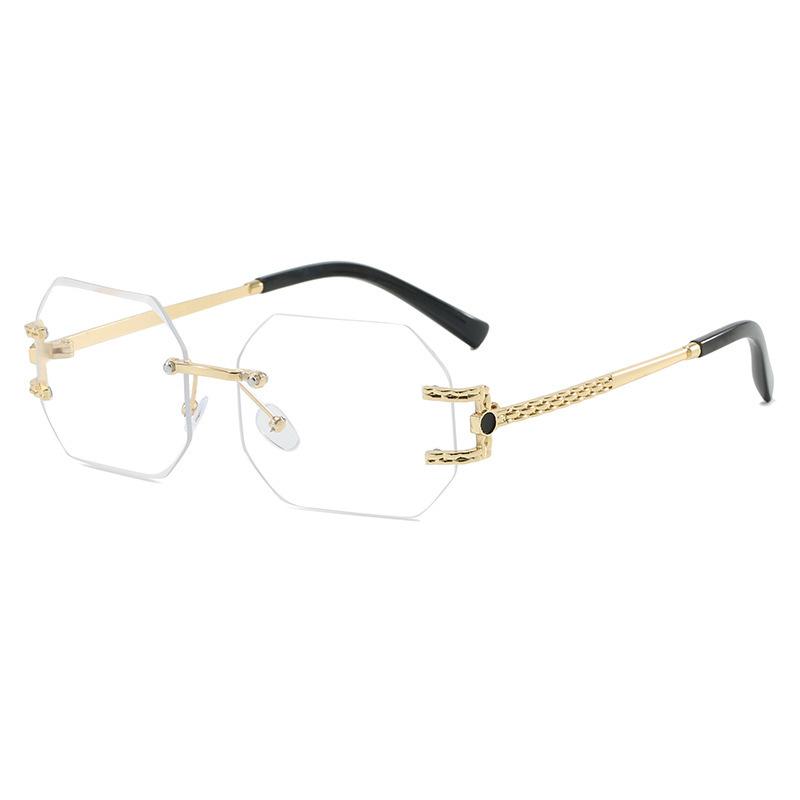 New rimless trimmed sunglasses, European and American fashion polygonal sunglasses, women's sunscreen, street photography ins glasses