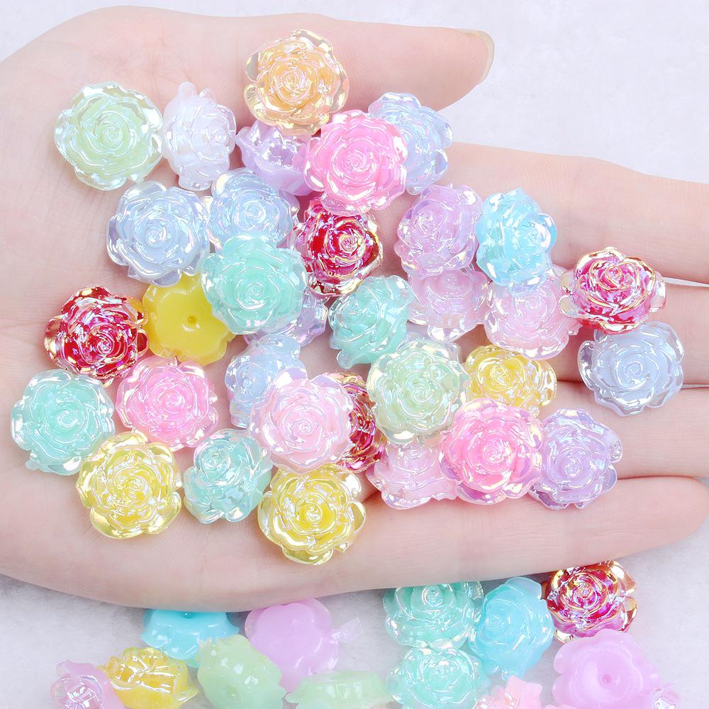 Solid Color Resin Rose Pearl Stickers for DIY Phone & Jewelry Accessories