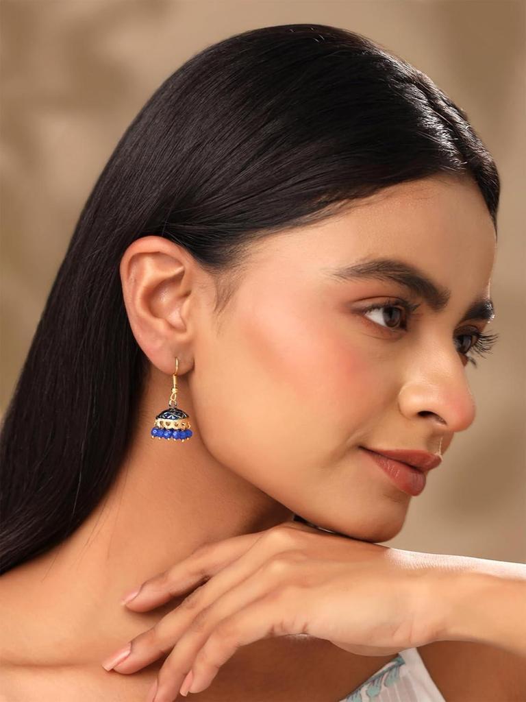 Earrings for Women and Girls Traditional Multicolor Meenakari Jhumka Earring | Gold Plated | Dome Shape Jhumki Combo Earrings