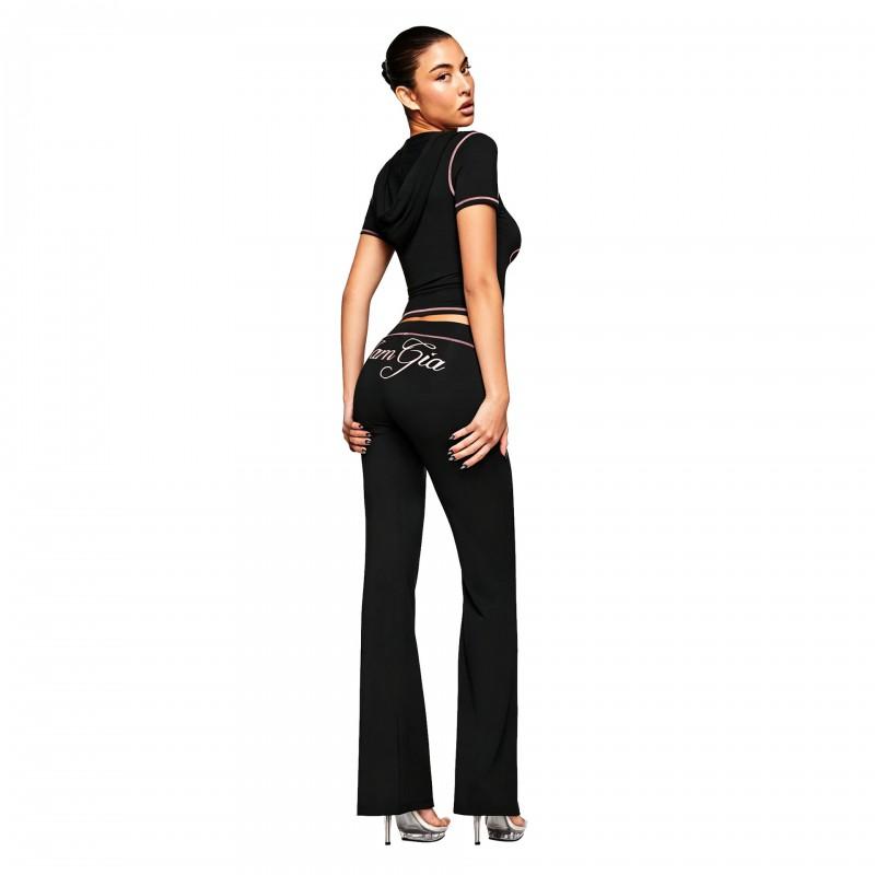 Womens Street Style Printed Short Sleeve Hooded Tracksuit Set Casual Sportswear