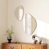 Set of 2 Pebble-Shaped Wall Mirror - Gold Tone