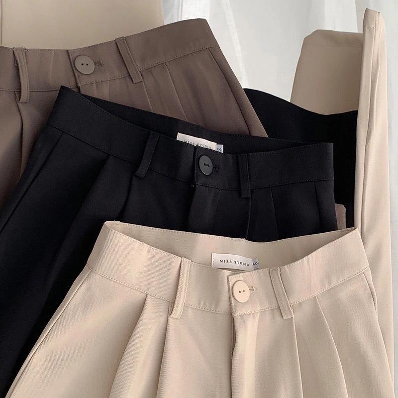 FiveFive High Waist Women Suit Pants Fall Straight Office Ladies Korean Fashion Trousers Casual Button Loose Female Pants