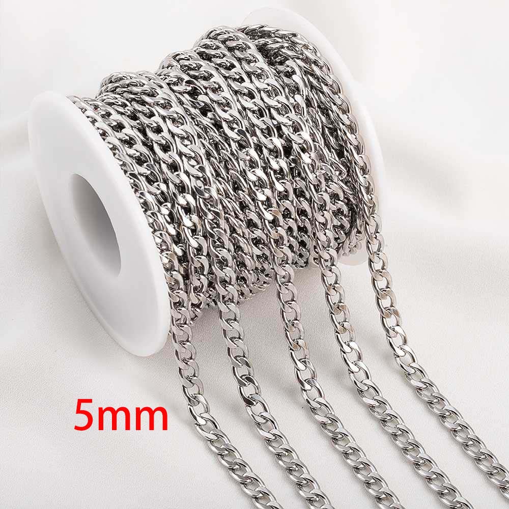 No Fade 1M Stainless Steel Cuban Keel Figaro Chain for Needlework DIY Chunky Necklace Bracelet Jewelry Making Materials Supplies