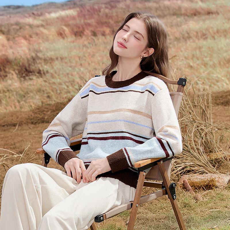 Betu Women's Ribbed Color-Block Stripe Knit Top