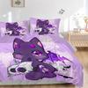 3pcs Kitten & Skeleton Bedding Set 1 Soft Quilt Cover + 2 Pillowcases,  Suitable for All Seasons N062