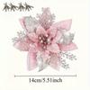 Christmas Glitter Flowers Fake Flower Christmas Tree Decorations for Home 2025 Tree Pendant Ornaments Navidad New Year 2026 Gift