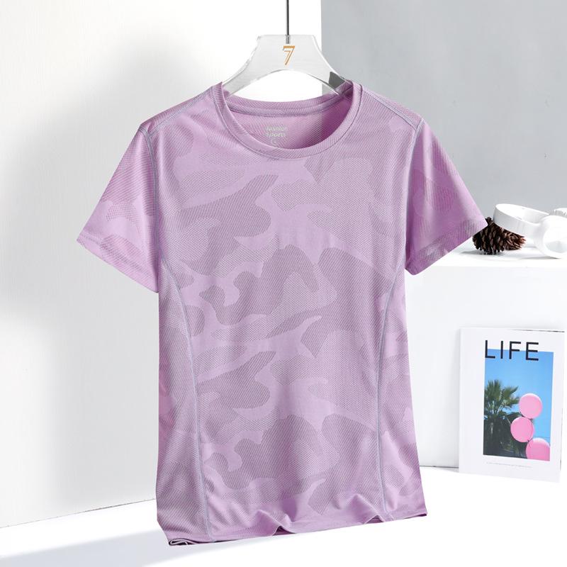 Women's Quick-Dry Camouflage Sports Set – Ice Silk Short Sleeve Top & Shorts