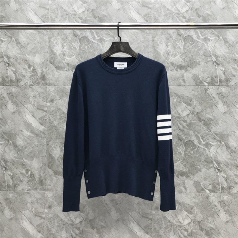 TB Jesień/Zima Unisex Sweter Dzianinowy z Okrągłym Dekoltem i Trzema Guzikami