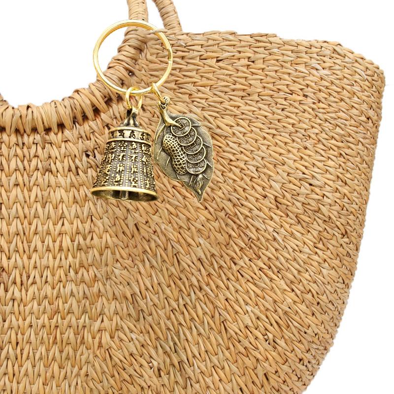 1Pc Copper DIY Pendant Car Key Chains Keychain Creative Six-character Mantra Heart Sutra Bell