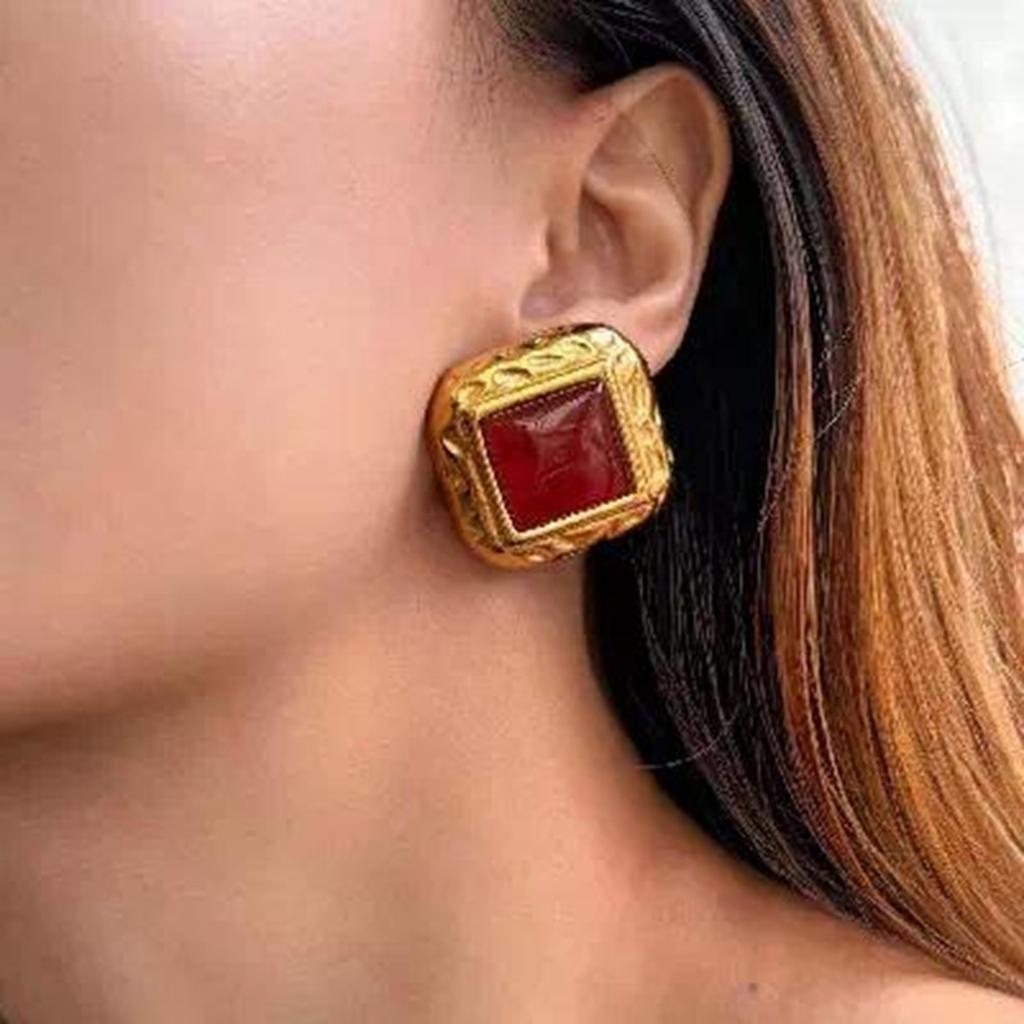 Geometric Elegant Earrings Stainless Steel Texture Ear Jewelry Fashion Square Ear Pin Suitable for Daily and Party Use