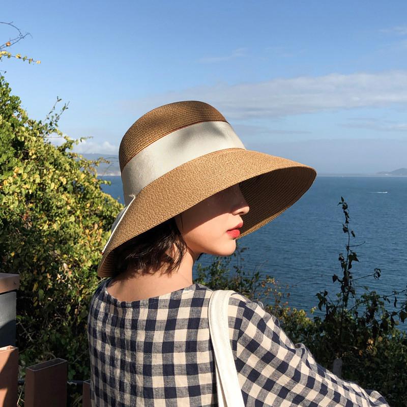 Straw Hat For Women Summer Foldable Sun Hat With Butterfly Bow For Beach And Outdoor Activities