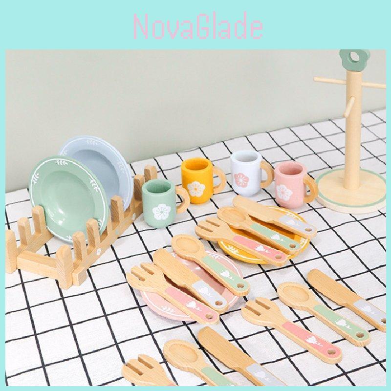 Colorful Wooden Play Kitchen Toy Set For Kids Interactive Pretend Play Gift Box