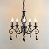 French Retro Black Wrought Iron Crystal Chandelier for Living Room, Dining Room, or Bedroom