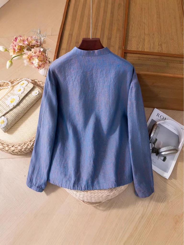 2026 Artistic Linen Women’s Long Sleeve Cardigan Shirt