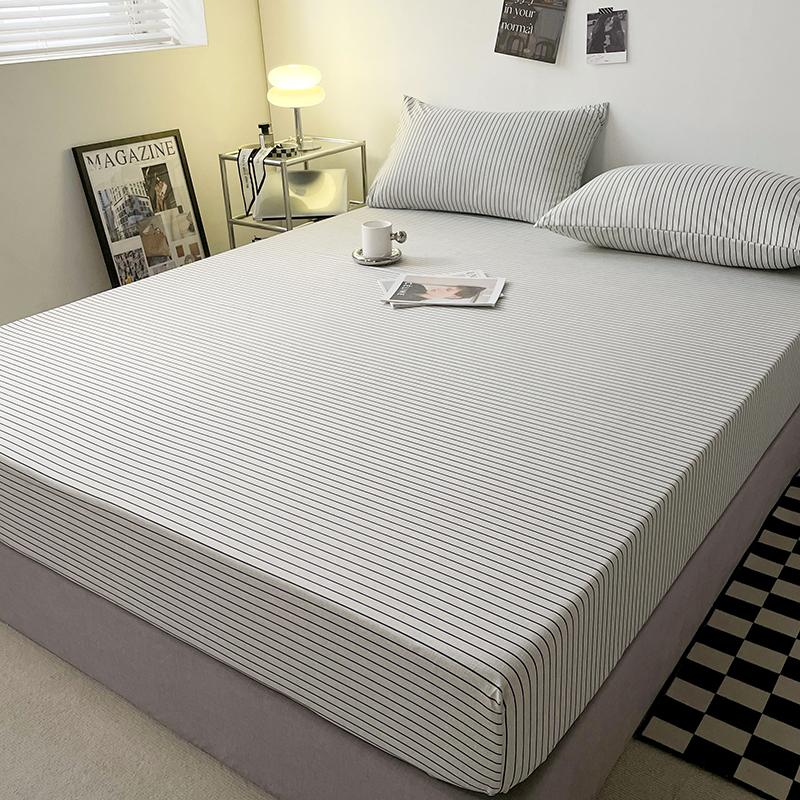 

Хлопковая простыня однотонного цвета с эластичной лентой Нескользящий регулируемый наматрасник Мягкий удобный для двуспального размера King Queen Size 2xPillowcase 48x74