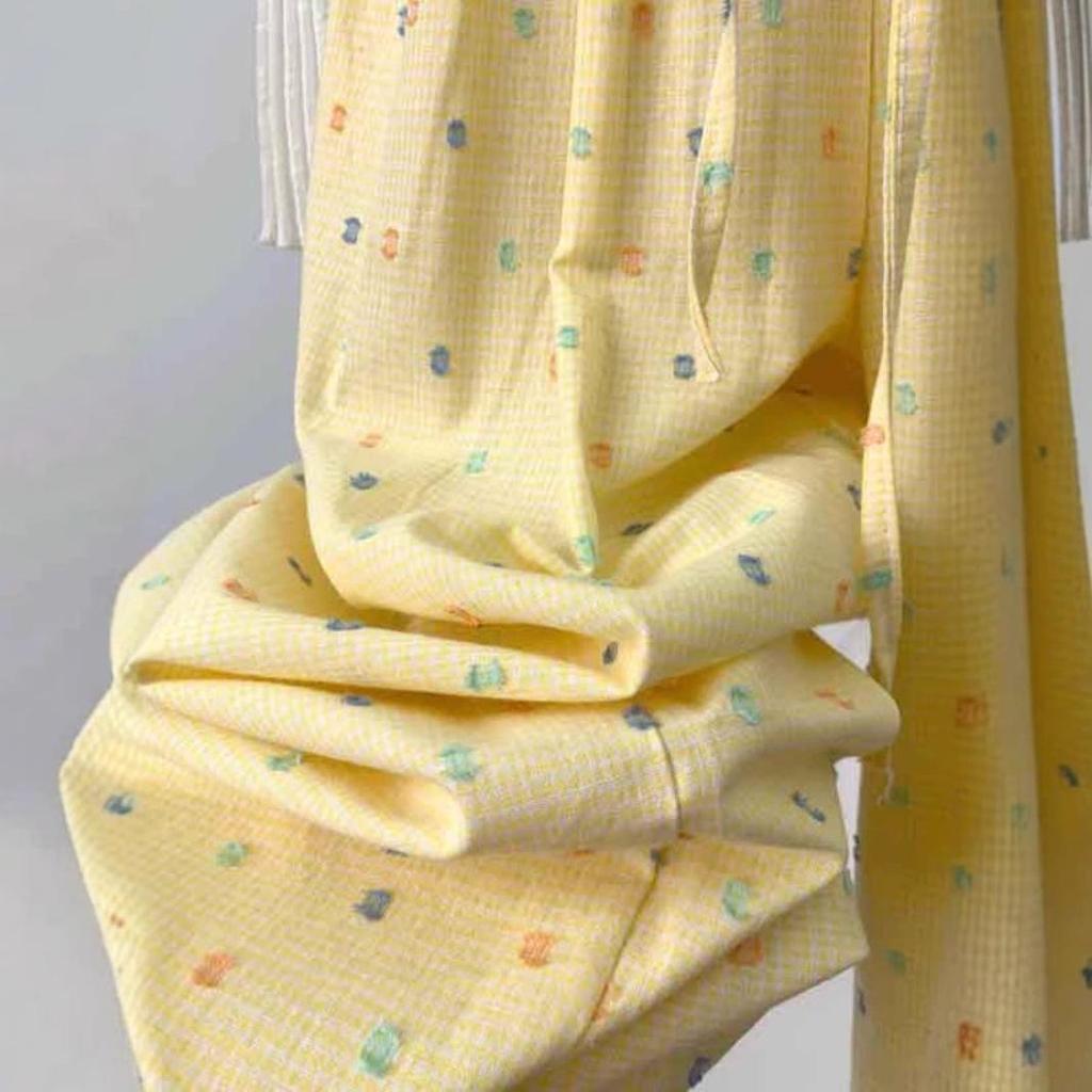Women's High Waist Polka Dot Wide Leg Pants - Yellow