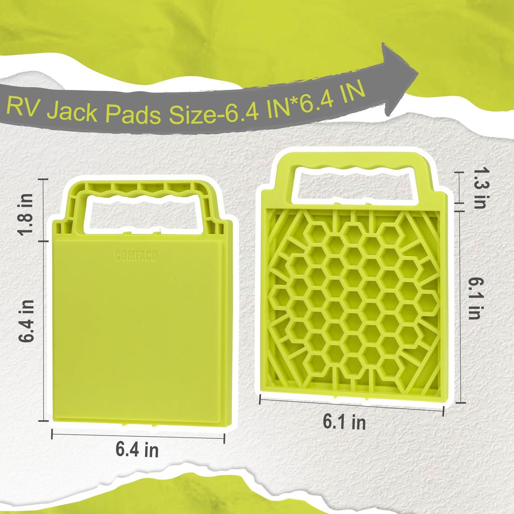 LTWHOME RV Stabilizer Pad Leveling Block Heavy Duty Mini Jack Pad Jack Mount Anti-Sinking 6.5 x 8.4 Inch 4 Pack