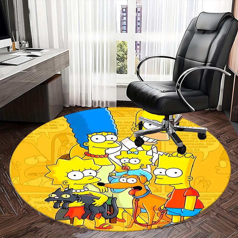 Simpsons Family, Chair Mat Round Rug Office Carpet, Machine Washable, Non Slip, Suitable for Living Rooms, Bedrooms