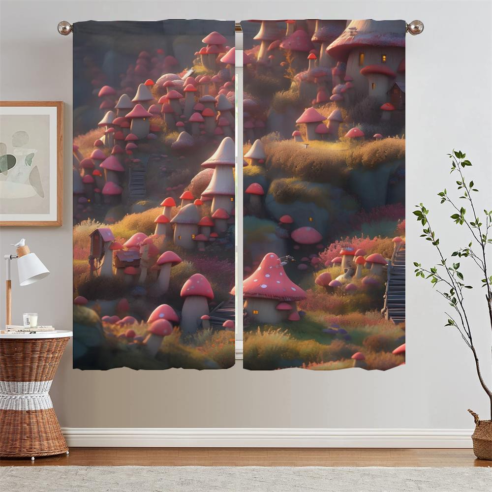 Mushroom World Ready Curtains Cheap Things With Free Shipping for Home Tentacles Curls Short Window Curtains Beaded Curtain Room