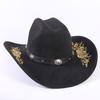 Beliebter europäischer und amerikanischer klassischer Wildleder Western Cowboyhut für Herren und Damen, großer Schirm, bestickt, Outdoor-Sonnenhut
