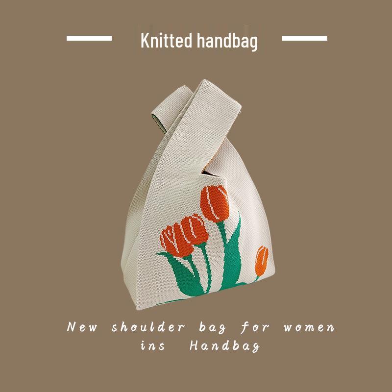 Trendy Women's Knitted Wool Bucket Handbag - Casual Tote & Lunch Box Bag