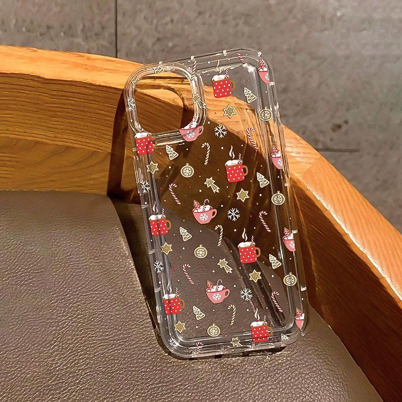 

Прозрачный чехол для телефона с рождественским графическим принтом для iPhone 17 Air 16 15 14 13 12 11 Pro Max Чехол iPhone Air 16E SE2 7 8 Plus Мультяшный Зимний Ударопрочный Чехол iPhone 16PLUS