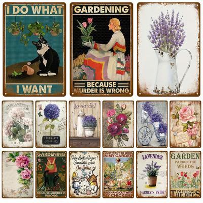 Vintage Bloemen Voor Tuindecoraties Retro Metalen Bord Huis Muurkunst Muurschildering Tinnen Bord Kamerdecor Plaque Bord Cadeau Boerderij Schilderij