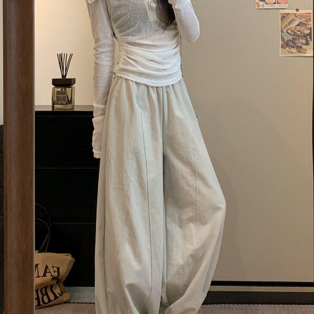 

Women s Petite High-Waisted Autumn Balloon Pants S (up to 95 jin) хаки
