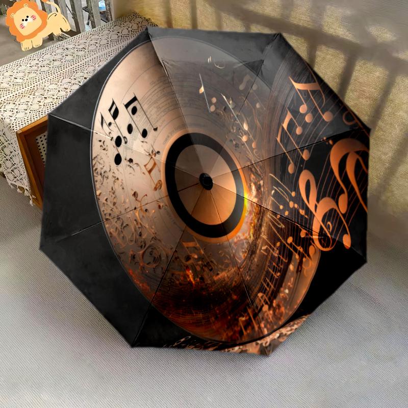 1PC Music Records Umbrella Portable Folding Umbrella Iron Frame Hole Bone Structure Outdoor Home Umbrella A7