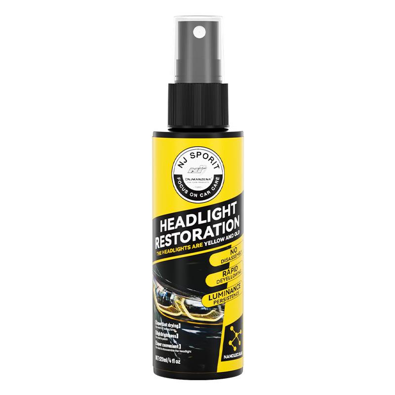 Headlight Restoration Spray - Fixes Yellow/Old Headlights, Easy to Use, 120ml, Clear & Bright View