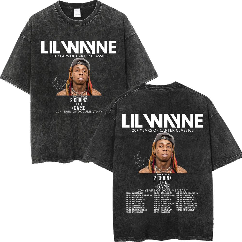 Vintage Washed Rapper Lil Wayne Graphic T Shirts Men Women High Quality Fashion Oversized Tshirts Summer Casual Cotton Tshirt