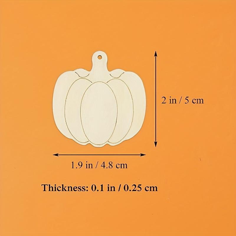 50pcs Unfinished Wooden Pumpkin Ornaments for DIY Crafts, Halloween, Thanksgiving, Christmas, Wedding & Party Decorations