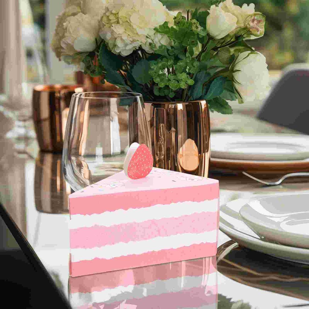 10 Pcs Triangular Cake Shape Birthday Party Creative Gift Box Favor Boxes Kraft Paper Case Bride Candy Holder
