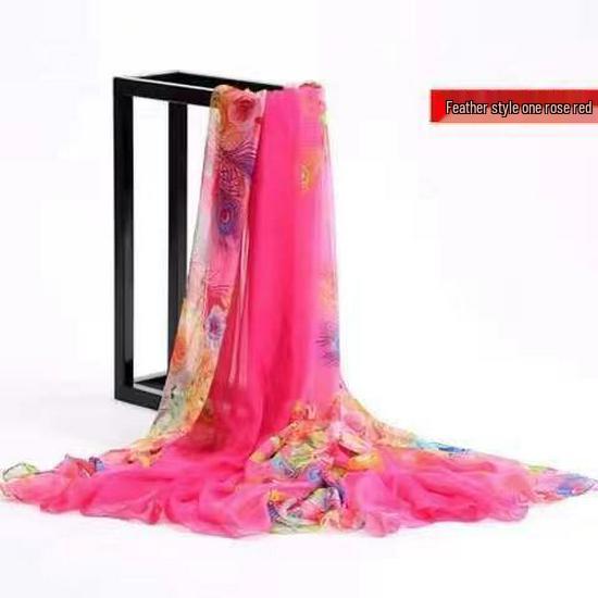 Women's Lightweight Silk Scarf - Spring/Fall Sun Protection, Extra Large Beach Towel & Dance Wrap