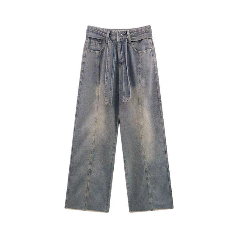 Plus Size High Waist Retro Wide Leg Jeans for Women - Slimming, Loose Fit, Floor Length, Autumn Winter Style