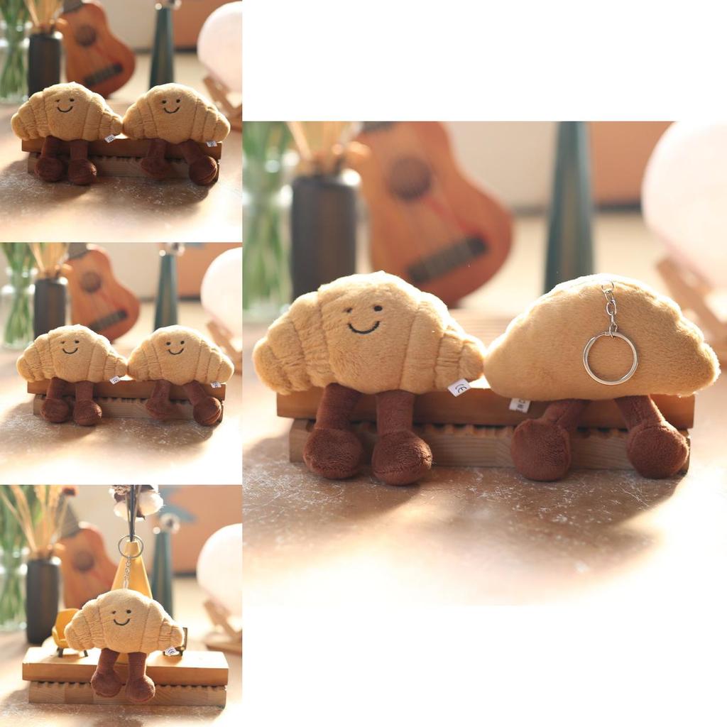 Croissant Plush Keychain Toy Pp Cotton Soft Stuffed Gift For Kids Teens Room Decor