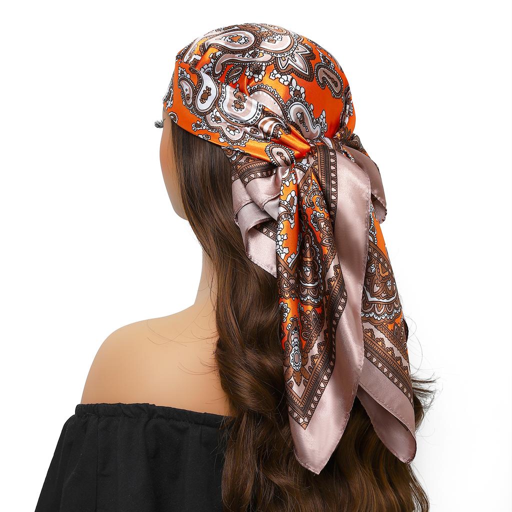 Silk Scarves Women Luxury Brand Summer Fashion Designer Head/Hair Scarf 90*90cm Hijab Bandana Cheveux Foulard Femme 90X90CM