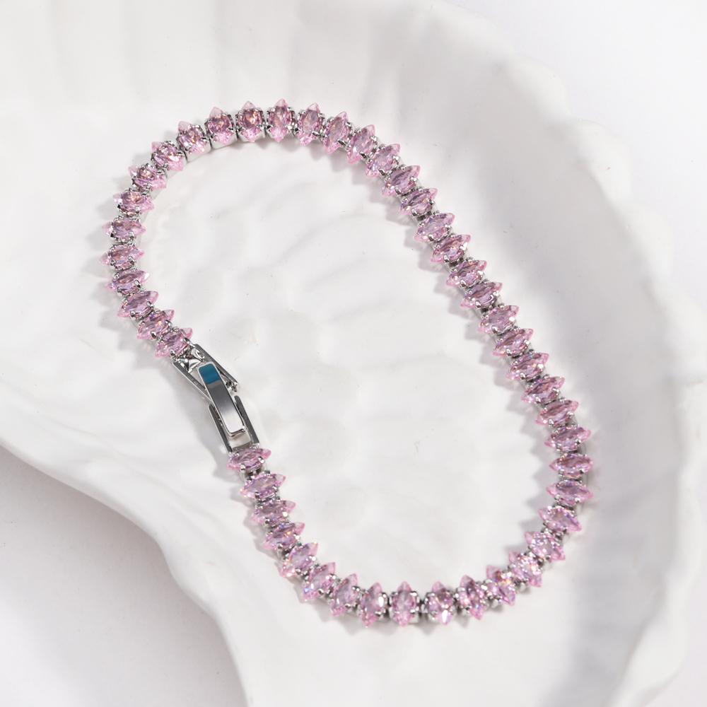10 Colors Luxury CZ Tennis Cubic Zirconia Gold Silver Color Iced Out Chain Bracelet Bling Jewelry for Women Party Gift