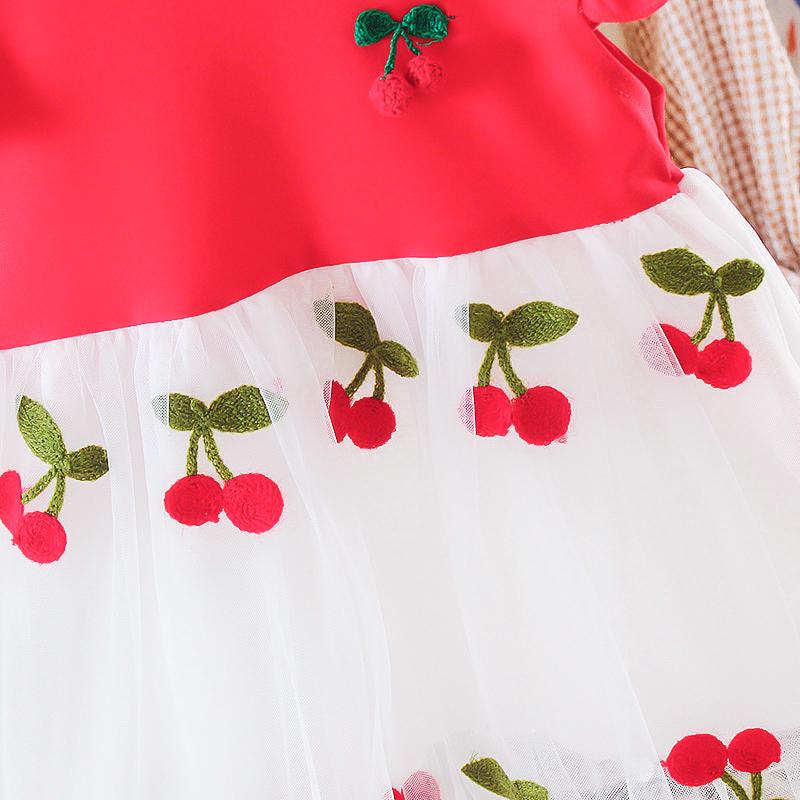 Baby Girl Summer Short-sleeved Dress Clothes cotton Stitching Embroidery Yarn Foreign Girl princess dresses