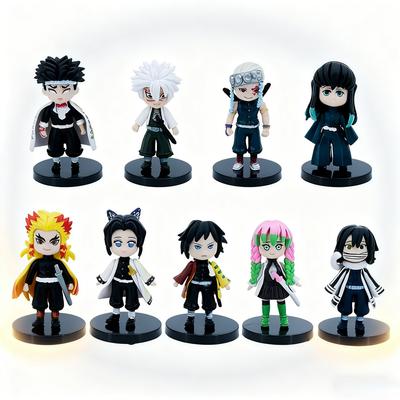 9 ks/Sada Akční figurky Demon Slayer - Tanjirou Nezuko Zenitsu Inosuke Kyoujurou Q Verze PVC Kawaii Anime Hračka Dárek