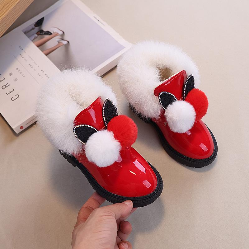Girl Snow Boots Elegant Fluffy Children's Winter Boots for Princess Warm Versatile Kids Fashion Ankle Cotton Boots Causal Cute