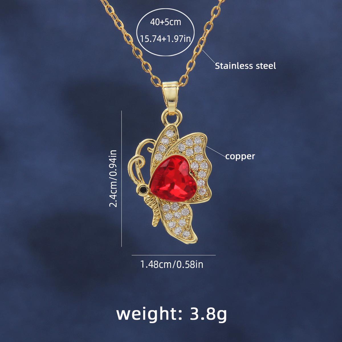 

Ожерелье из титановой стали с медной микроинкрустацией цирконом и бабочкой